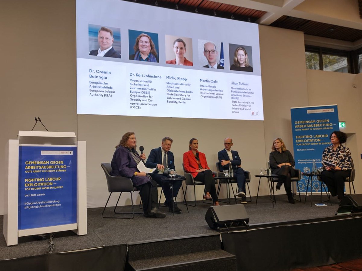 osce_cthb's tweet photo. Welcome an open and thoughtful discussion on #FightingLabourExploitation / #GegenArbeitsausbeutung in 🇩🇪Berlin today. More needs to be done for identification & protection of victims, including in #SupplyChains, and prosecution of unscrupulous employers and intermediaries to reverse the growing tide of #HumanTrafficking for labour #exploitation. @osce_cthb stands ready to support States in these efforts.
@SenASGIVA @CanselK @tschanlili @CosminBoiangiu @OelzMartin