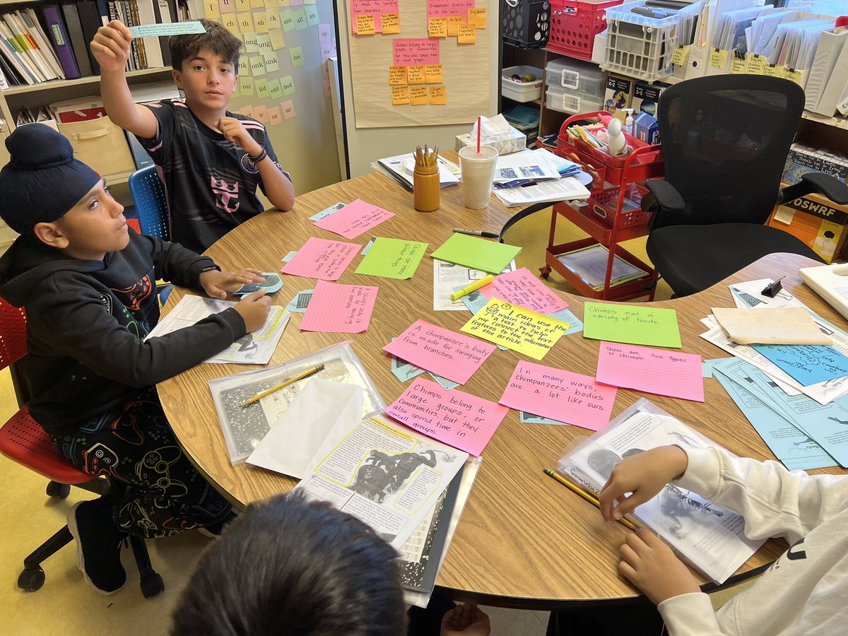 deirdrekenny7's tweet photo. Fifth grade students are working to read complex nonfiction texts. We can identify the main ideas of a text and sort the details and text features to learn all about chimpanzees. @drmikeimondi @HerricksSup @SearingtownK5 #weareherricks #todayareadertomorrowaleader https://t.co/ZjvUFSiNXH