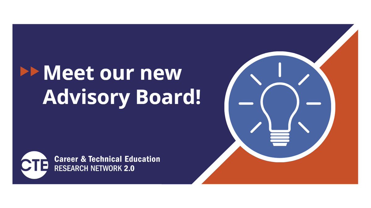 CTEResNetwork's tweet image. We’re delighted to introduce the Advisory Board for Network 2.0, which brings a wide range of #CTE expertise and leadership.
Meet the Advisory Board here: cteresearchnetwork.org/advisory-board #IESFunded