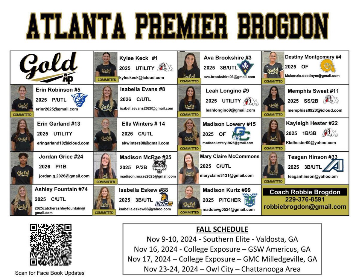 Madison Lowery#15 / 2025 / COMMITTED (@mlowery2025) on Twitter photo Come out and support in Valdosta this weekend! <a href="/APBROGDON18U/">Atlanta Premier Gold Brogdon 18U</a> <a href="/GCSU_Softball/">GCSU_Softball</a> <a href="/CoachJ34/">Brittany Johnson</a> Come out and support in Valdosta this weekend! <a href="/APBROGDON18U/">Atlanta Premier Gold Brogdon 18U</a> <a href="/GCSU_Softball/">GCSU_Softball</a> <a href="/CoachJ34/">Brittany Johnson</a>