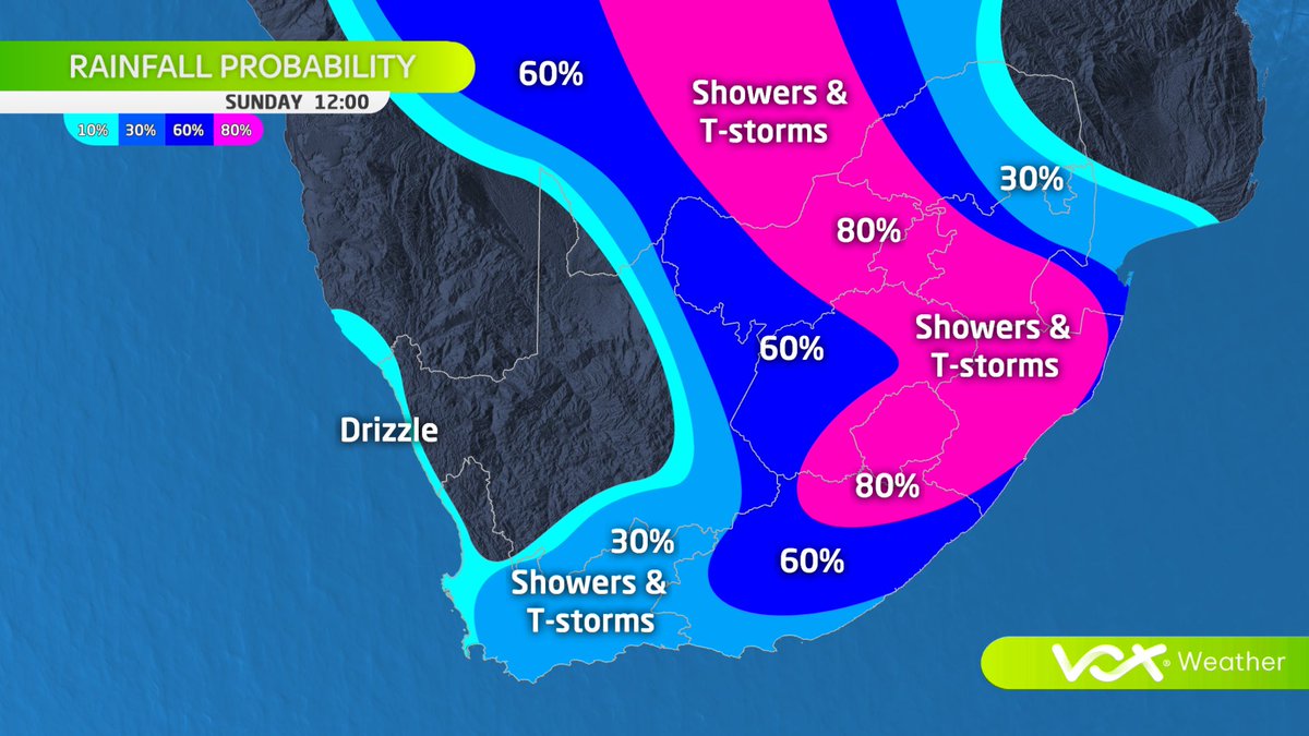 WEATHER this WEEKEND – 09 to 10 Nov 2024

🌩️ Stormy weekend over central &amp; eastern SA, with POSSIBLE heavy rain, hail &amp; damaging winds

⚠️SAWS Warnings:
🟡Yellow L2: T-storms in parts of KZN, FS, E-Cape &amp; N-Cape

Watch Meteorologist Michelle du Plessis LIVE at 6pm on #VoxWeather