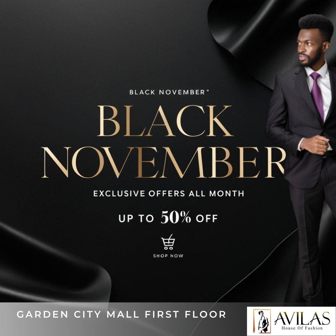 GardenCityNbi's tweet photo. ✨ The Black November Sale at @avilaskenya ! ✨
Up to 50% off on the finest craftsmanship for the modern gentleman.
Visit us at Garden City Mall, First Floor, &amp; elevate your style today!
#AvilasBlackNovember #LuxuryWithinReach #ElevateYourStyle https://t.co/UeGH8JHEyR
