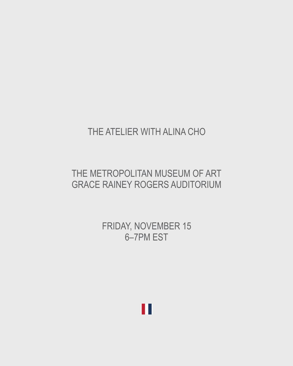 ThomBrowne's tweet photo. … thom and alina …
join thom browne and journalist alina cho for a conversation at the metropolitan museum of art in new york. the discussion will explore browne’s personal history that led him to become a designer, his current role as the chairman of the cfda, the principles that guide his practice as a designer, and more.

‘the atelier with alina cho’
the metropolitan museum of art
grace rainey rogers auditorium

friday november 15
6-7pm EST

tickets are available at: https://t.co/BRRYLAPqAM

@thealinacho @metmuseum
#thombrowne #thombrownearchive #metmuseum