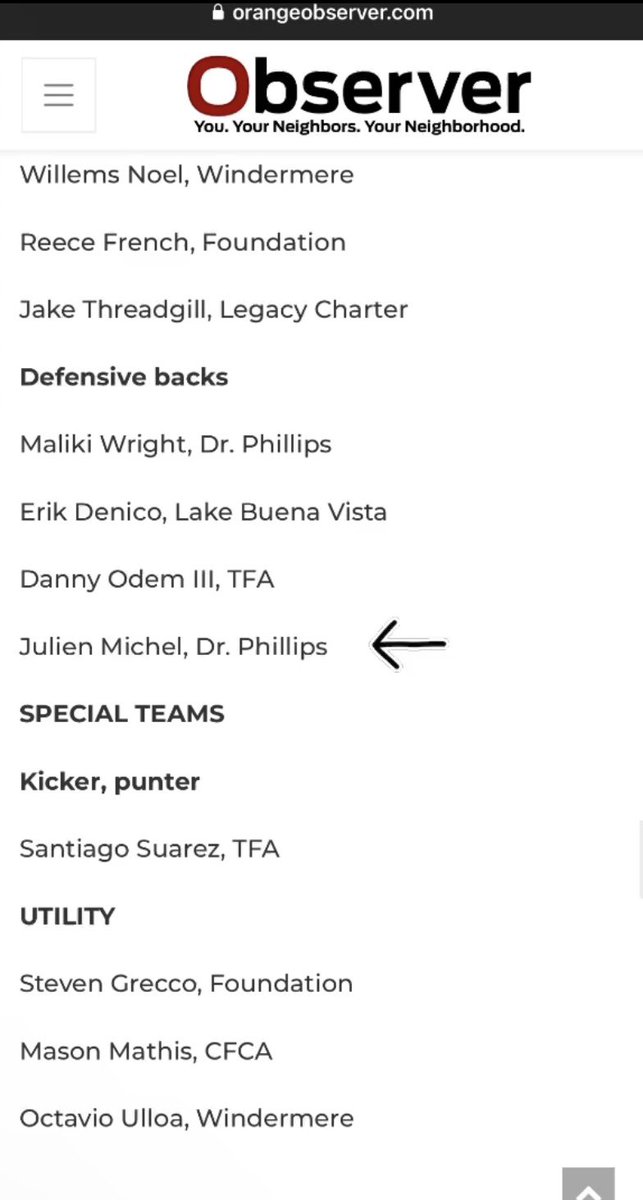 π₯πππΎβ―π βπΏππΏπβ β³πΎπΈπ½β―π β (@julien1michel) on Twitter photo Blessed to be recognized 2nd Team All District DB ππΎ<a href="/OrangeSportsOMG/">Orange Observer Sports</a> <a href="/dphsfootball/">Dr. Phillips</a> <a href="/CoachWellsDP/">Rodney Wells</a> <a href="/SpeedPlusincBo/">Boris Jackson</a> @DLRiii_ Blessed to be recognized 2nd Team All District DB ππΎ<a href="/OrangeSportsOMG/">Orange Observer Sports</a> <a href="/dphsfootball/">Dr. Phillips</a> <a href="/CoachWellsDP/">Rodney Wells</a> <a href="/SpeedPlusincBo/">Boris Jackson</a> @DLRiii_