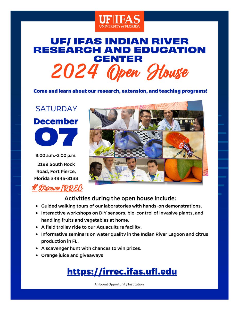 UFwatersan's tweet photo. Join us at the @UFIFAS_IRREC  Open house Event, Saturday Dec 7th. Our lab will be open for you to explore an augmented reality watershed, 3D  printed water management tools, and more! #DiscoverIRREC @UF_IFAS  @Meredith_IFAS  @UF_ABE https://t.co/m31qe10Y0M