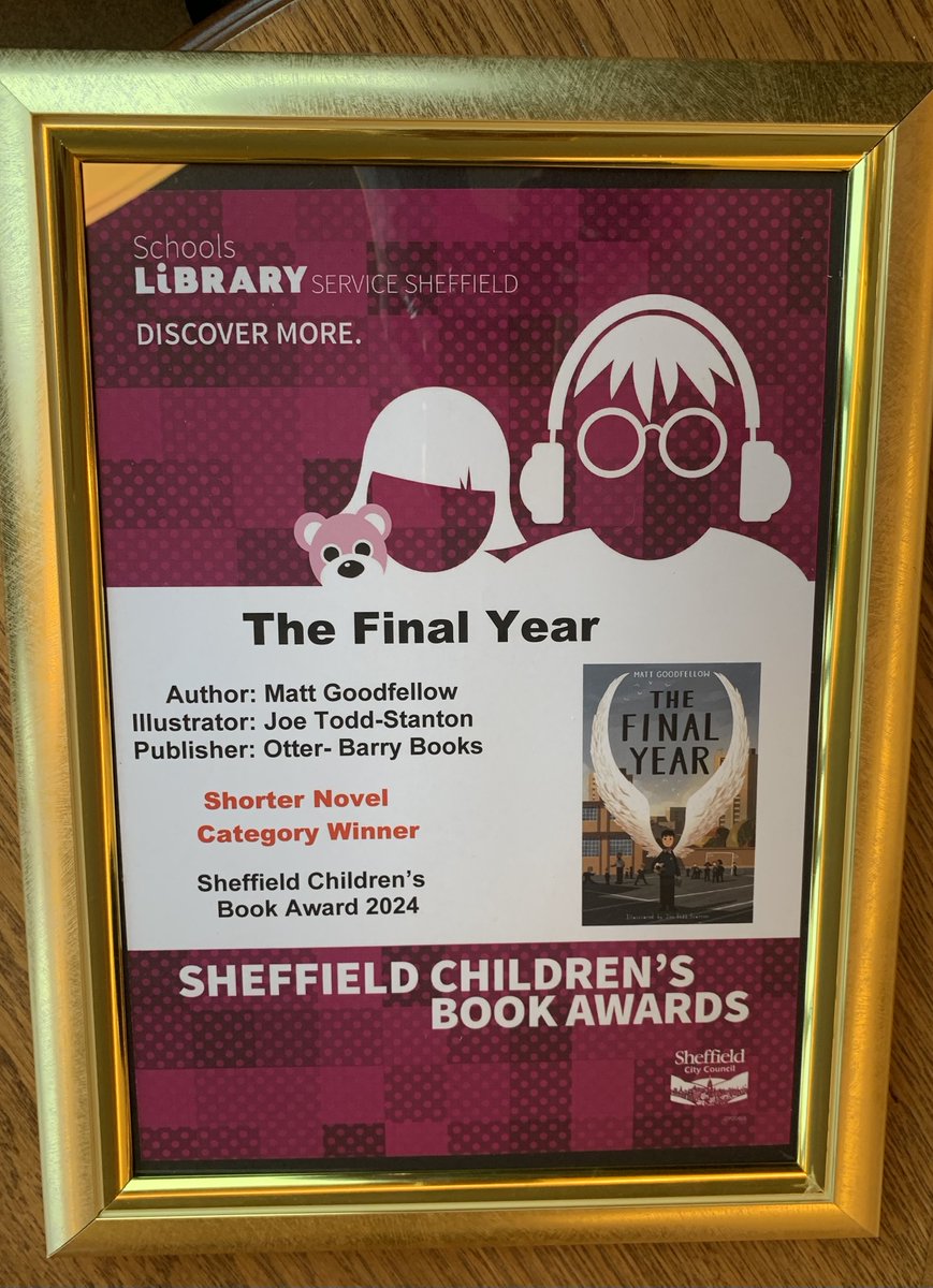 OtterBarryBooks's tweet photo. A huge congratulations to @EarlyTrain  &amp; @Joetoddstanton   for, ‘The Final Year’ winning the Sheffield Children’s Book Award 2024 for the ‘Shorter Novel’ category ✨ 
@bouncemarketing https://t.co/1PZybewBQk