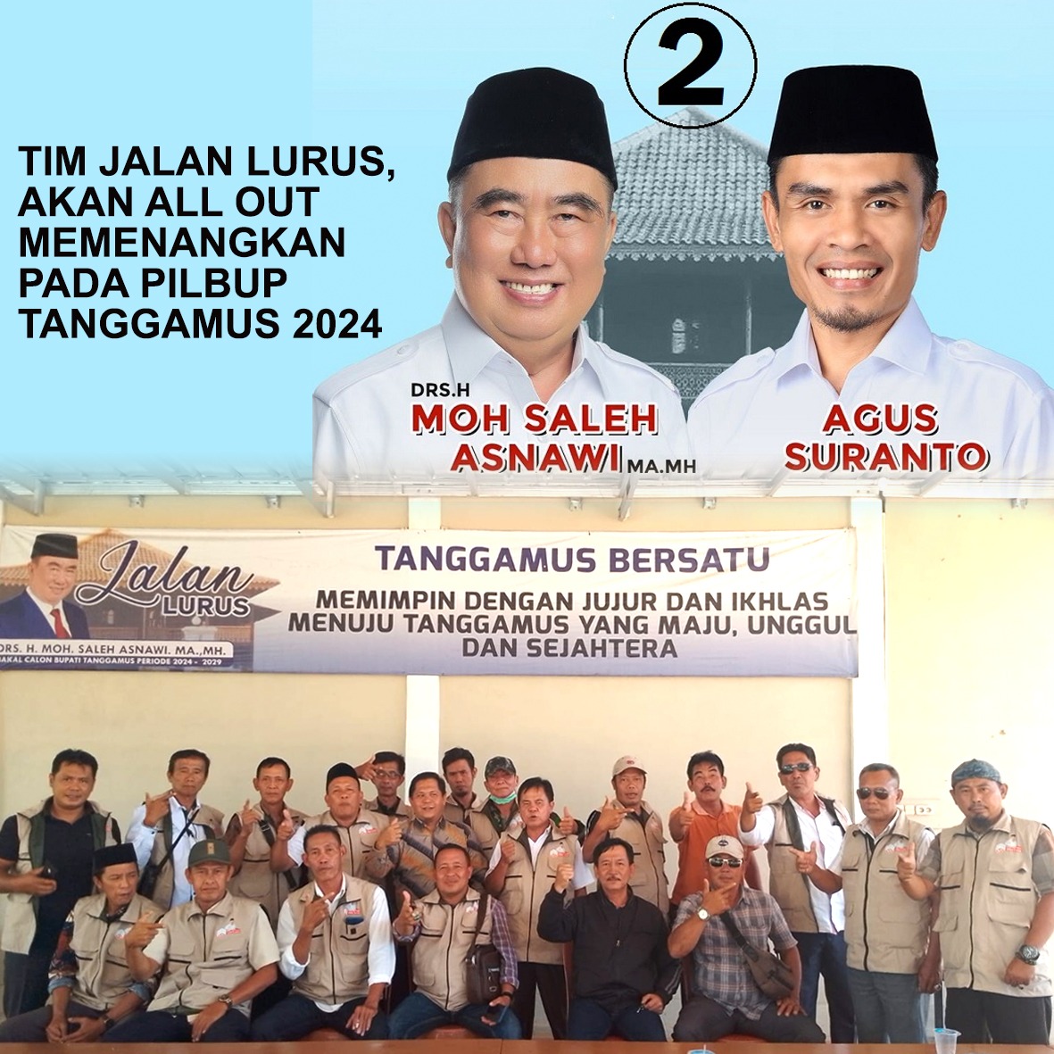 oddyouuth's tweet photo. Bismillaah Nomor 2 H. Saleh Asnawi &amp; Mas Agus Suranto menuju kemenang untuk #MajukanTANGGAMUS .

Berbagai Partai koalisi dan kalangan masyarakat siap mengawal sampai menang! Jangan lupa Jalan Lurus untuk Tanggamus, PILIH NOMOR 2! ✨✌️ https://t.co/0SCLv9PfMa