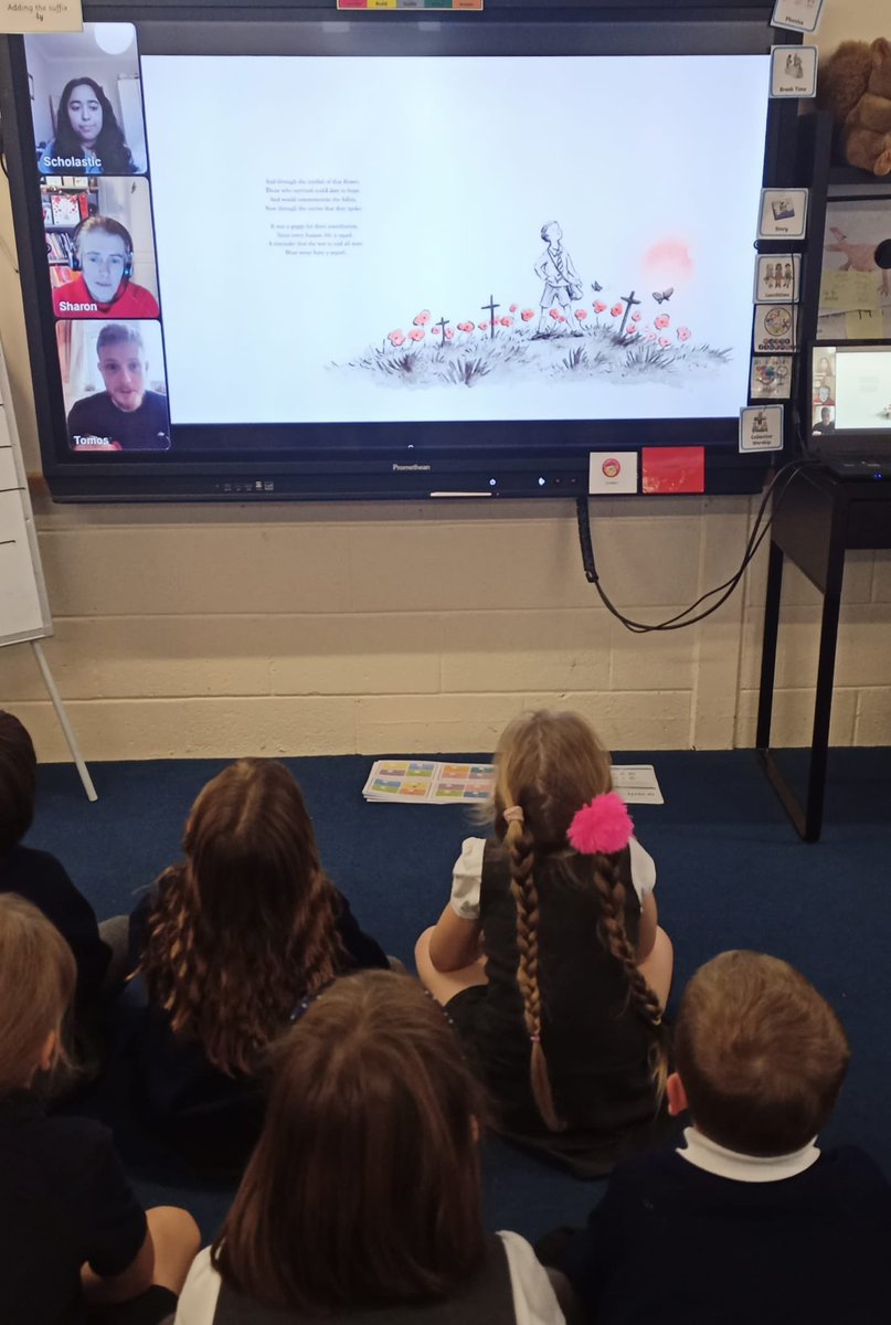 BranstonInfant1's tweet photo. KS1 really enjoyed the special @scholasticuk #LIVE this afternoon ahead of #RemembranceDay. ‘Alive with Poppies’ @probstomfoolery @PoppyLegion is such a beautiful book. We can’t wait to add it to our collection 📚#LincolnshireReadingPledge #VirtualAuthor #BookOfTheDay https://t.co/ei1zOml10w