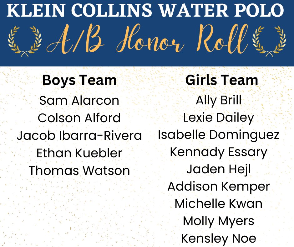 Klein Collins Girls and Boys Water Polo Teams (@collinsh2opolo) on Twitter photo These water polo players are proof that you can balance athletic excellence with academic achievement. They're inspiring us all to strive for greatness! <a href="/KCtigerathletic/">Klein Collins Tiger Athletics</a> <a href="/KleinISDAth/">Klein ISD Athletics</a> These water polo players are proof that you can balance athletic excellence with academic achievement. They're inspiring us all to strive for greatness! <a href="/KCtigerathletic/">Klein Collins Tiger Athletics</a> <a href="/KleinISDAth/">Klein ISD Athletics</a>
