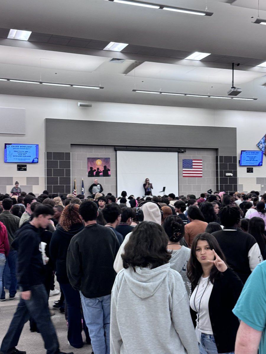 LanceK17's tweet photo. What better way to end a great week in the @RHS_Eagles NEST than celebrating hitting another attendance goal than with a dance party! 1300 students qualified this time. They needed Perfect attendance and less than 3 tardies for 4 weeks. #WeRone #WeRoc @DavidDunphy17 @JenaMontgomery @MCArreola21