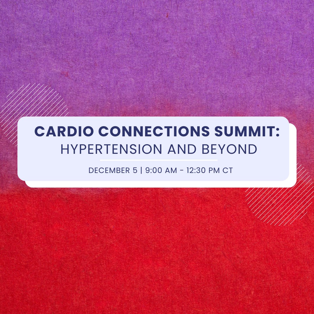 Reserve your spot for Cardio Connections: Hypertension &amp; Beyond, a free virtual CE event happening December 5! Elevate your practice with key insights into managing hypertension and preventing stroke. 

Earn earn 2.0 CE / 0.75 Pharm CE. Register here: bit.ly/3Ap3S9c