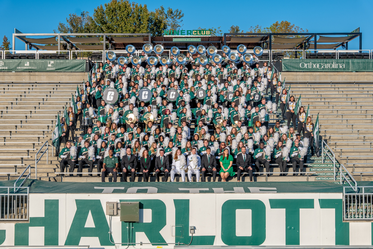 PNNMB's tweet image. Presenting... The 2024 Pride of Niner Nation Marching Band! 💚⛏️