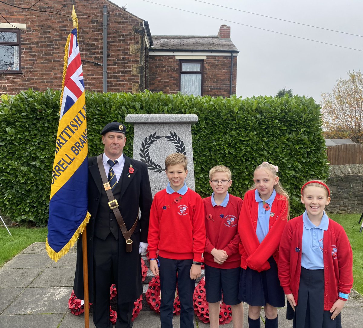 A lovely service at Orrell War Memorial this morning, so proud of the Pupil Leadership Team and the respect they showed as they lay the school wreath. “Lest we forget”.