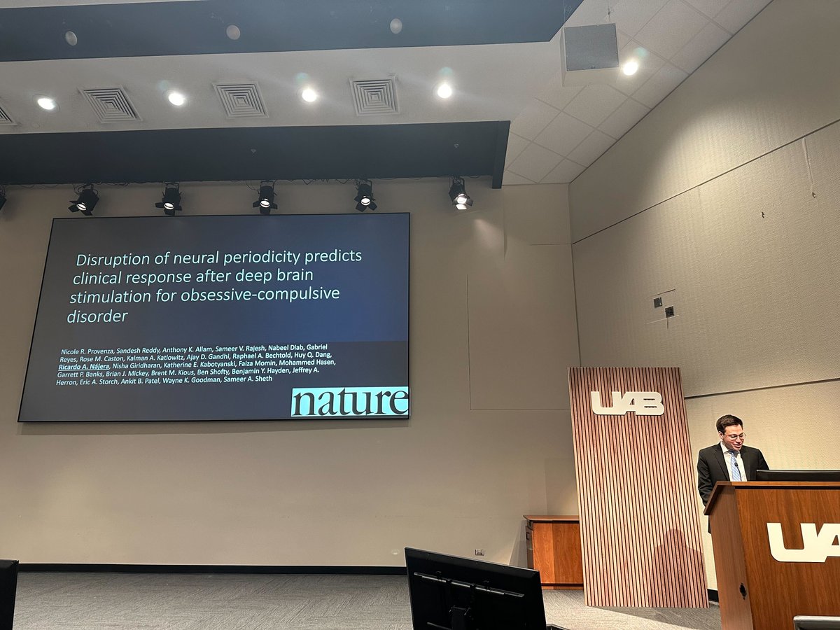 UAB Neurosurgery (@neurosurgeryuab) on Twitter photo PGY2 Resident Ricardo Najera presents findings on neural predictors for deep brain stimulation success in treatment-resistant OCD patients. Neural periodicity may indicate clinical response. #Galbraith2024 <a href="/RicardoANajera/">Ricardo Andrés Nájera, MD</a> PGY2 Resident Ricardo Najera presents findings on neural predictors for deep brain stimulation success in treatment-resistant OCD patients. Neural periodicity may indicate clinical response. #Galbraith2024 <a href="/RicardoANajera/">Ricardo Andrés Nájera, MD</a>