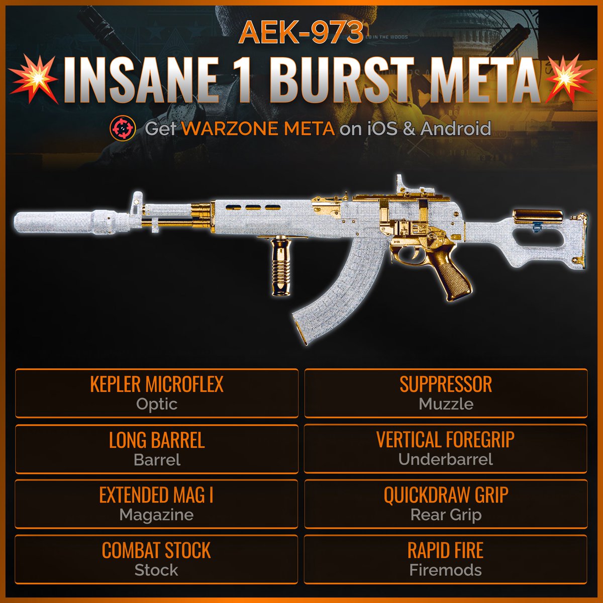 WZStatsGG's tweet photo. ‼️🚨 BEST BLACK OPS 6 META LOADOUTS 🚨‼️

👑 Here are the Top 4 Meta guns in #BlackOps6

🥇 #1 Meta SMG: KSV
🥇 #1 Meta AR: XM4
💥 Insane 1 Burst Meta: AEK-973
🔥 Low Recoil Meta AR: Model L

🫡 Get Meta Loadouts &amp; Low Level Loadouts for all #BO6 guns on the Warzone Meta app! https://t.co/fBK3e7CSDK