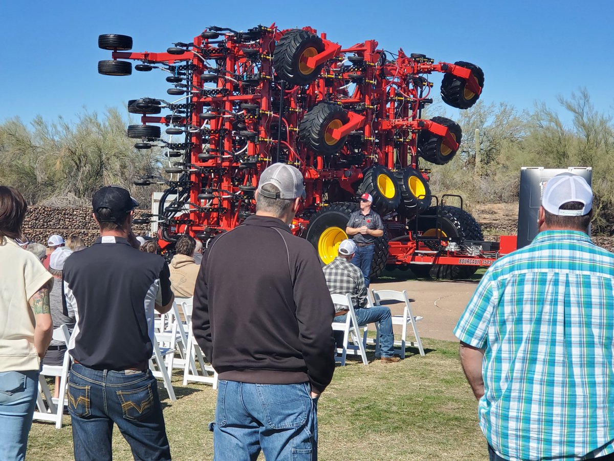 Farmers and dealers getting their first look at the new <a href="/BourgaultAg/">Bourgault Industries</a>  drill.

<a href="/Grainews/">Grainews</a> <a href="/westernpr/">,</a>
