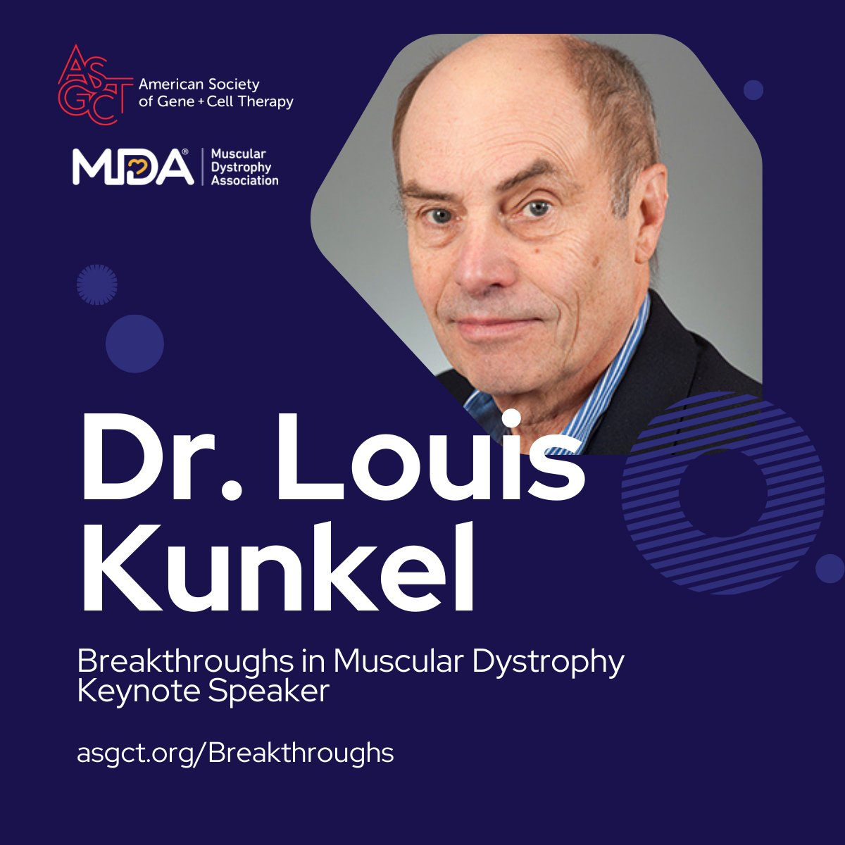 ASGCTherapy's tweet photo. Join us at #ASGCTBreakthroughs24 for:
🔬 Keynotes by Drs. Bönnemann &amp; Kunkel
📊 60+ abstracts on muscular dystrophy research
🤝 Network with leading experts
In-person or virtual Nov. 19! Register at https://t.co/mCylsEr4hG https://t.co/H87zXUk3Wo