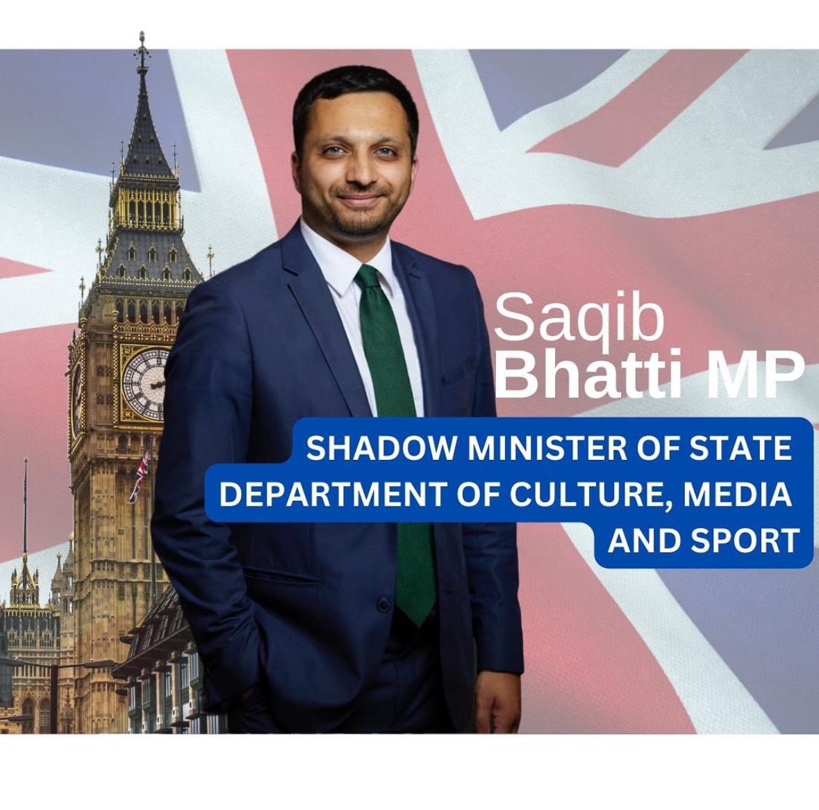 Honoured to have been appointed the Shadow Minister of State for the Department for Culture Media and Sport. I had a really enjoyable and rewarding time as the Shadow Minister for Tech and I look forward to using my experience to hold this government to account.