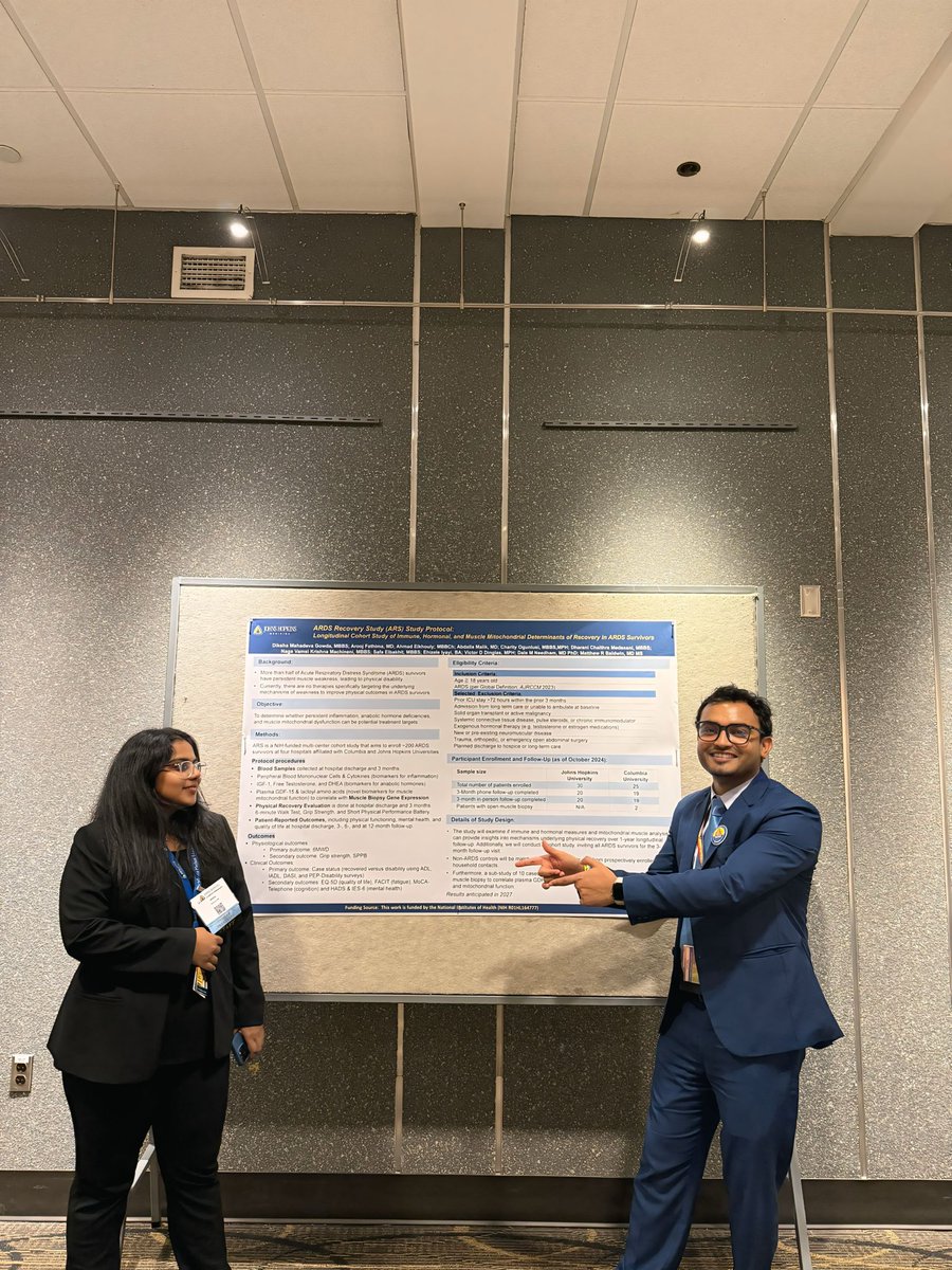 Amazing Presentation and work from our star Colleague <a href="/chaimedasani/">Chaithra Medasani, MBBS,MA</a>. 

Study tries to Analyse ARDS Recovery Survivorship and follows the patient Motor and Cognitive outcomes after discharge as well:

Isn’t it interesting ?

#ICURehab 
#13thannualconference