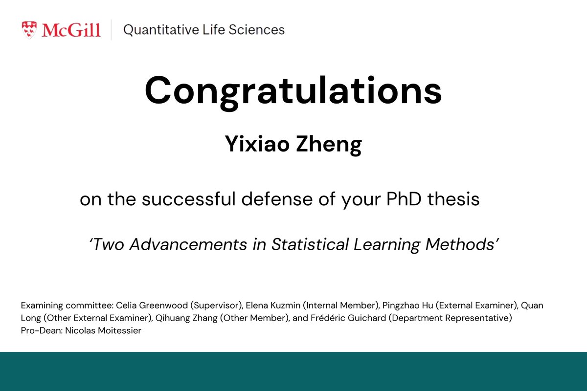 Congratulations to QLS student Yixiao Zheng on the successful defense of his PhD dissertation!