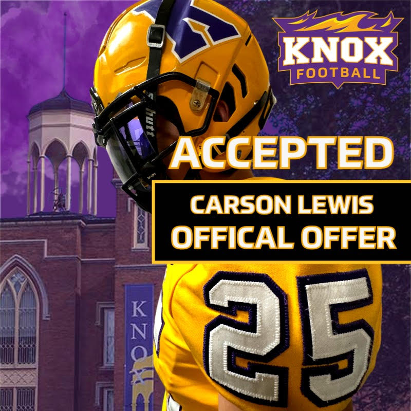 Carson Lewis (@carsonlewis07) on Twitter photo Thank you to <a href="/FB_KnoxCollege/">Knox College Football</a> and <a href="/CoachJVerduin/">Jacob Verduin ‘23</a> for the official offer. #FireFootball <a href="/RTHS_Football/">Rochelle Football</a>. Thank you to <a href="/FB_KnoxCollege/">Knox College Football</a> and <a href="/CoachJVerduin/">Jacob Verduin ‘23</a> for the official offer. #FireFootball <a href="/RTHS_Football/">Rochelle Football</a>.