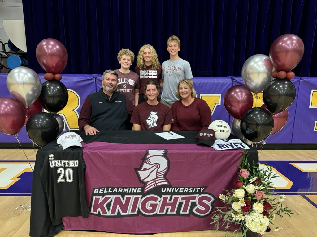 RickSemmler's tweet photo. Vincennes Rivet senior Mary Herman signed today to play college volleyball at Bellarmine University. Mary joins her sister Anna(UConn) as the only two D1 volleyball players in Rivet school history! https://t.co/vcLMtwIlby