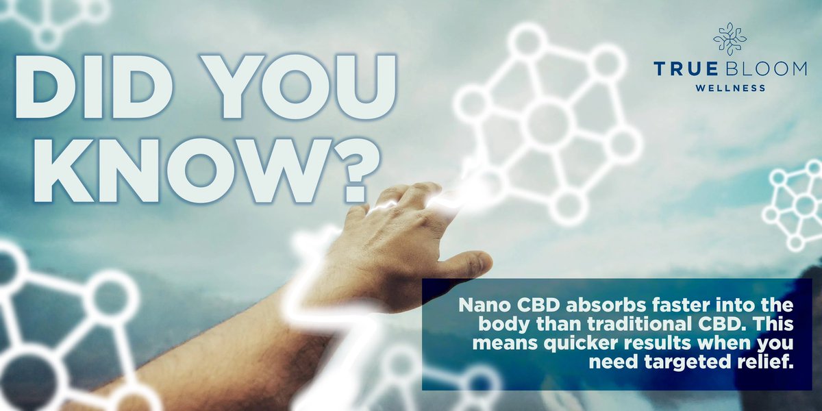 truebloomwell's tweet photo. Did you know that nano CBD absorbs faster into the body than traditional CBD?
This means quicker results when you need targeted relief.
By the way, maybe you didn't know, but our topicals contain nano CBD βπ»π€
#Didyouknow #CBDFact #NanoCBD #TruebloomWellness #NanoCBDFact https://t.co/yXgWQpwZ4P