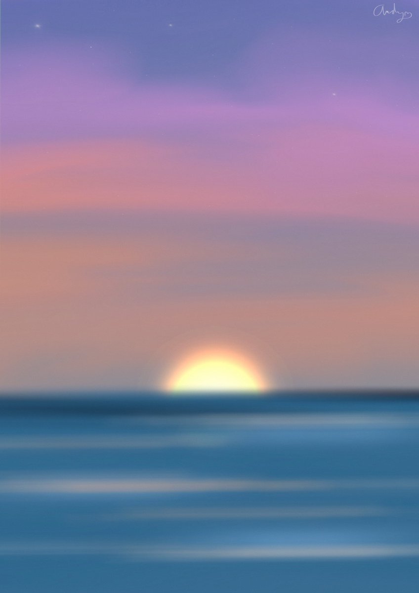 moonandyart's tweet photo. Calma.

después de tanto dibujo bizarro tocaba algo suavecito uwu 

#art #digitalart #paisaje #mar #ocean #soft #cute #calm https://t.co/fmAstCssMv