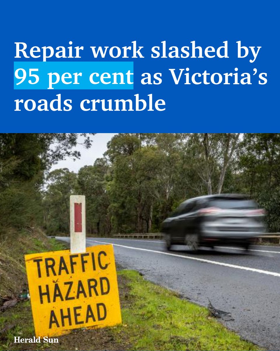 Maintenance of Victoria’s deteriorating road network has fallen to record lows with repair work slashed by a staggering 95 per cent last financial year, new figures reveal > bit.ly/40zsnuU