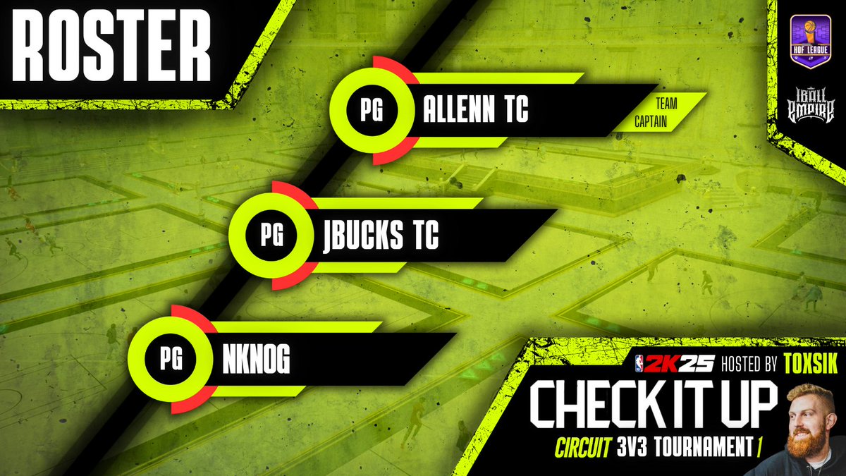 HOF League (@hofleague2k) on Twitter photo π Another trio has stepped up for the Check It Up 3v3 Circuit Tournament 1!
πRoster:
<a href="/yoallenx/">allen</a>
@xjbucks
<a href="/gonkn_/">π§ </a>
π£ Get your spot now: hof-league.com/check-it-up-reβ¦
<a href="/DangerrFT/">Over-Night Danger π«</a> @youFamousEnough <a href="/iNetworkSports/">iNetwork</a> <a href="/ToXsiK/">Brandon Raudenbush</a> <a href="/DirtyGraphics/">DirtyGraphics</a> π Another trio has stepped up for the Check It Up 3v3 Circuit Tournament 1!
πRoster:
<a href="/yoallenx/">allen</a>
@xjbucks
<a href="/gonkn_/">π§ </a>
π£ Get your spot now: hof-league.com/check-it-up-reβ¦
<a href="/DangerrFT/">Over-Night Danger π«</a> @youFamousEnough <a href="/iNetworkSports/">iNetwork</a> <a href="/ToXsiK/">Brandon Raudenbush</a> <a href="/DirtyGraphics/">DirtyGraphics</a>
