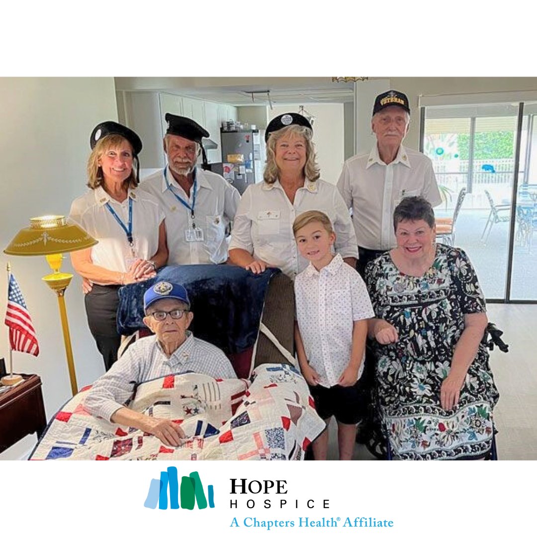 Chapters_Health's tweet photo. Hope Hospice, a Chapter Health affiliate, honored 99-year-old Veteran Otto S., a career United States Air Force pilot, with a Honor Guard ceremony. One of our volunteers brought her grandson along, and the family welcomed him with open arms. Thank you for your service, Otto! https://t.co/l0qDrOob8u