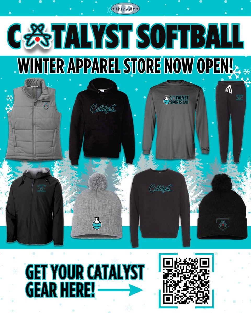 CatalystSB_'s tweet photo. WINTER CATALYST TEAM / FAN APPAREL DROP! 👀🧬

The new logos are 🤌😍 

Get your orders in now so you can have your gear by the holiday season! 🎁

Team Store 🔗:
➡️ID threadz: https://t.co/bVGoMScs5h

#ApparelDrop | #CatalystSoftball https://t.co/n7XGHKtM7m