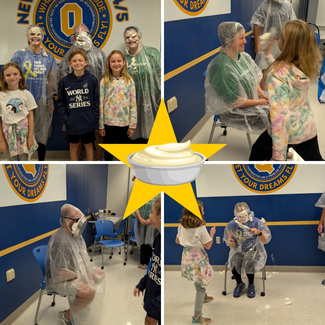 Mrs. Cosh, Mrs. Lawrence, and Coach Williams were pied in the face today! Students won a raffle drawing at Trunk or Treat!