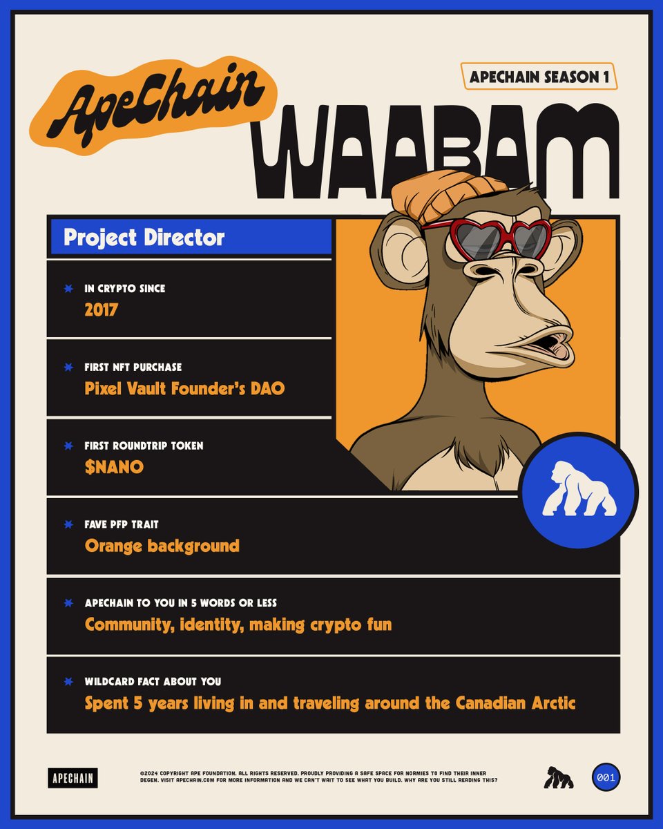apecoin's tweet photo. ApeChain Unchained -

Your opportunity to meet the core contributors ON APECHAIN.

First up, ApeChain’s Project Director @Waabam_eth https://t.co/SmdlhE3DE1