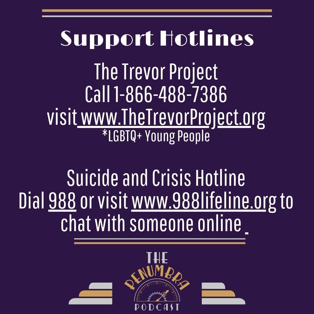 This week has been so difficult for many of us, especially our American LGBTQIA+ listeners. But you are not alone. Here are some resources for those who might need someone to talk to, guidance, or a safe space. Take care of yourselves and each other, and know that we're with you.