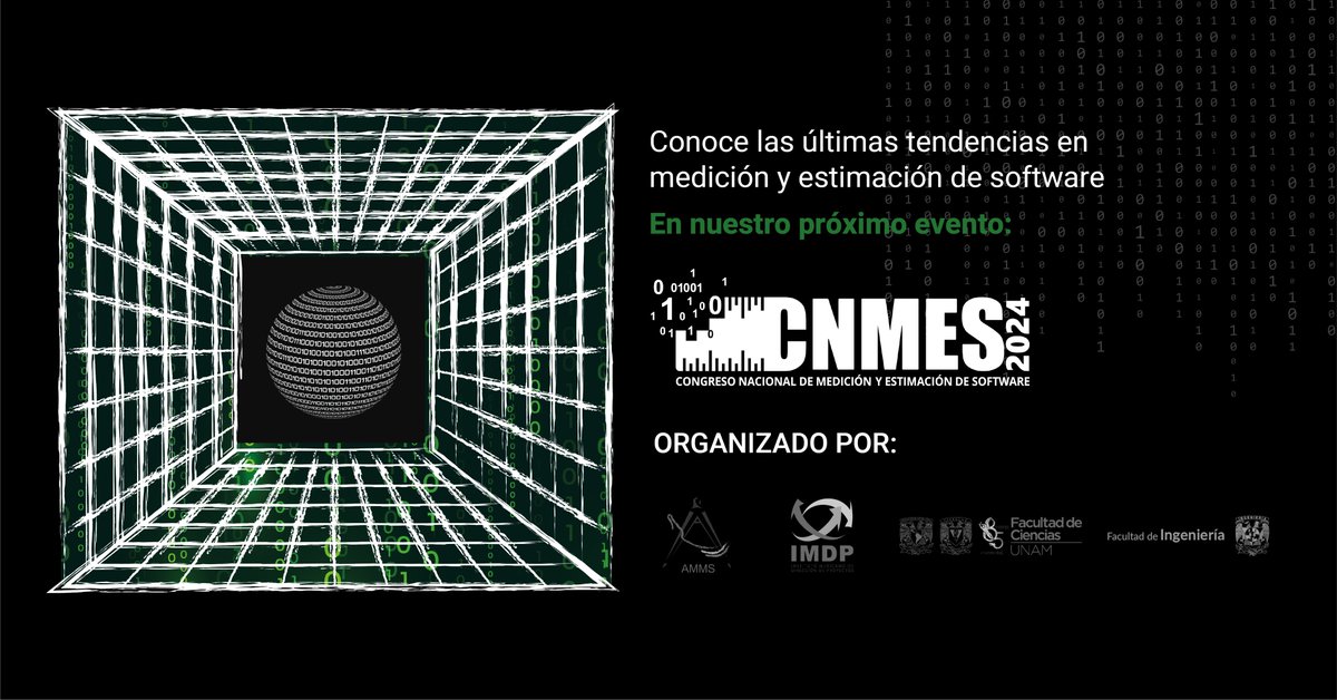 El 21 de noviembre en la UNAM, los expertos en medición y estimación de software se reunirán para debatir las últimas tendencias. Organizan: AMMS, IMDP, Facultad de Ciencias e Ingeniería de la UNAM. ¡No te lo pierdas! #CNMES2024 #Software #UNAM
🔗 eventbrite.com.mx/e/congreso-nac…