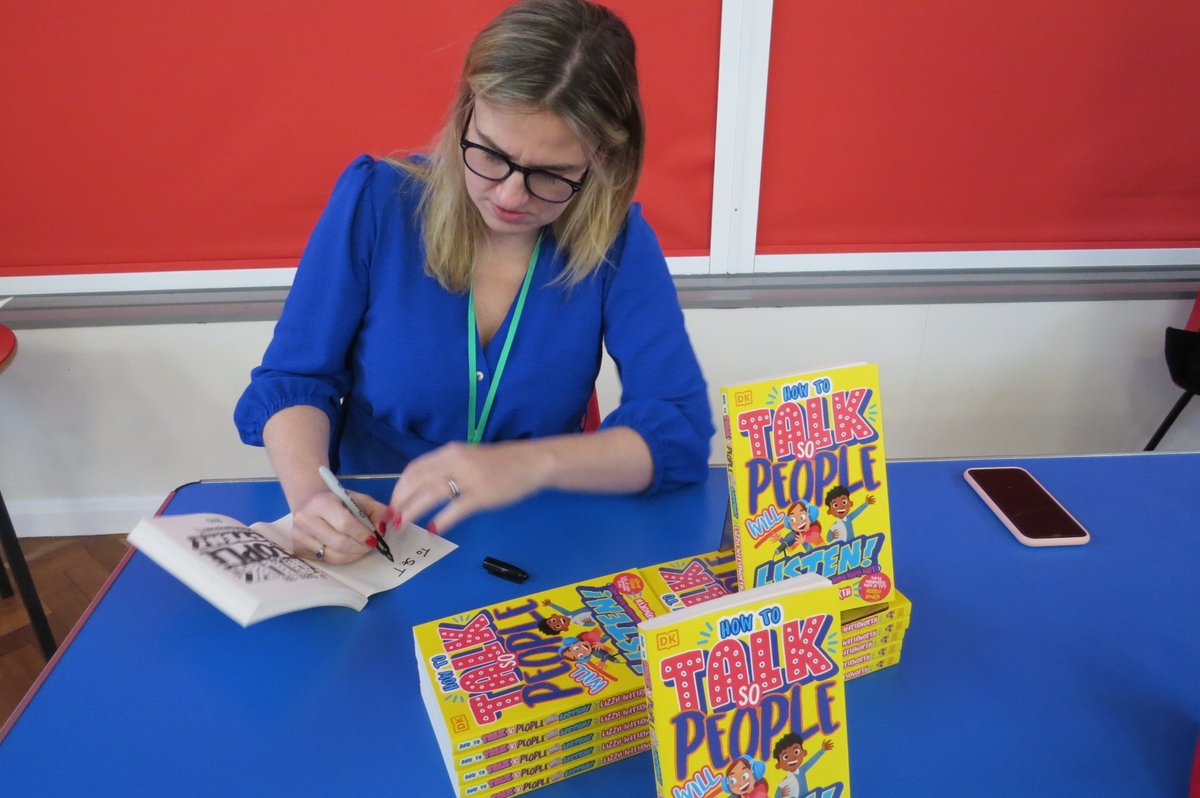 stabletchley's tweet photo. @LizzieWaterwor1 thank you for visiting us!  The children enjoyed your assembly and 'squeezing lemons' was a big hit! https://t.co/DiZGveT4gk