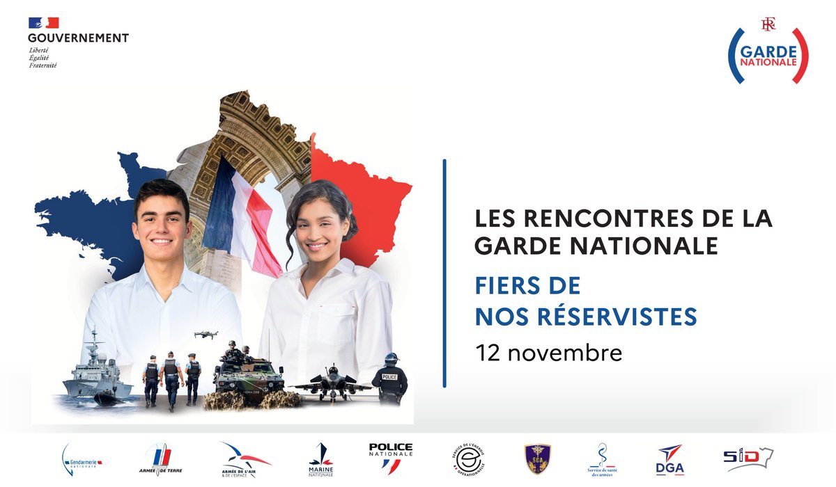 Garde nationale (@gardenatfr) on Twitter photo 🔜 Mardi prochain, soyez au rendez-vous des Rencontres de la <a href="/GardenatFR/">Garde nationale</a> !
▶️Clôturant l'édition 2024 des Journées nationales du réserviste #JNR2024, les #RGN se tiendront ce 12/11. Sur le thème « Fiers de nos réservistes d’hier & d’aujourd’hui » suivez nous sur nos RS. 🔜 Mardi prochain, soyez au rendez-vous des Rencontres de la <a href="/GardenatFR/">Garde nationale</a> !
▶️Clôturant l'édition 2024 des Journées nationales du réserviste #JNR2024, les #RGN se tiendront ce 12/11. Sur le thème « Fiers de nos réservistes d’hier & d’aujourd’hui » suivez nous sur nos RS.
