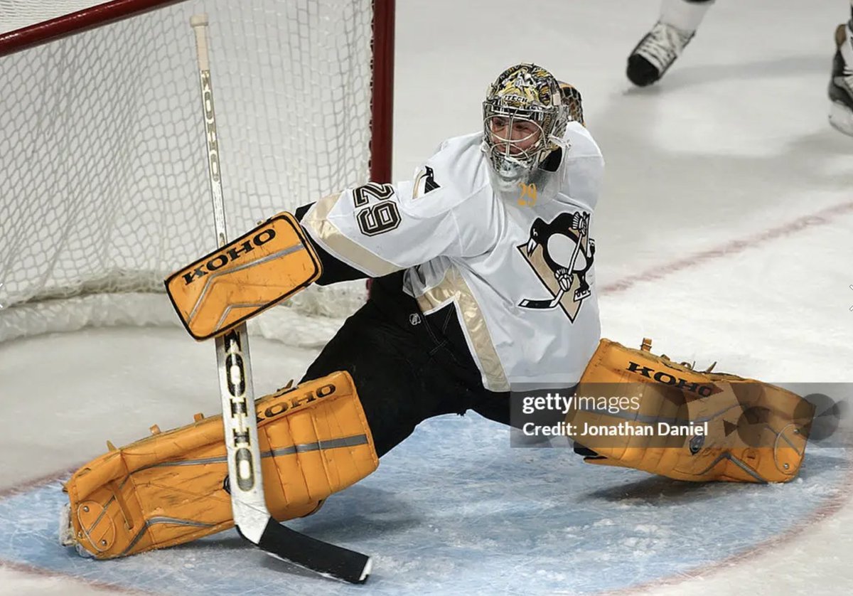JFreshHockey's tweet image. Here's a picture of Marc-André Fleury making a save in an NHL game two and a half years before Celebrini was born.
