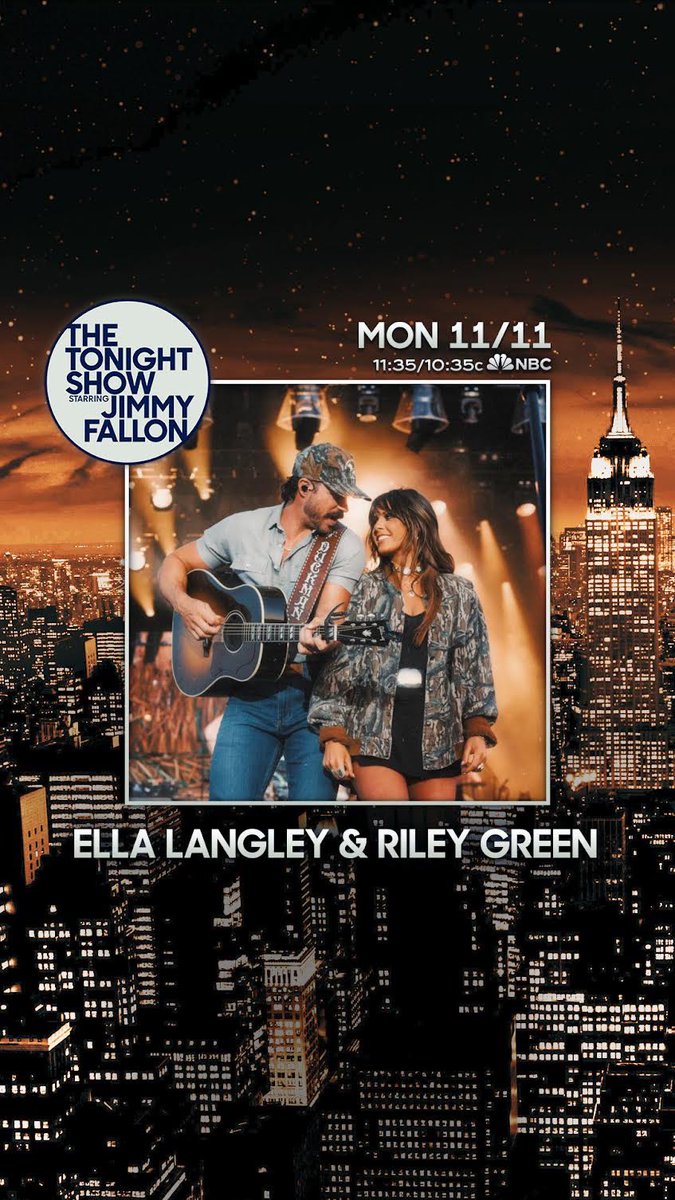 ellalangleymsic's tweet photo. i’ve been watching the tonight show my whole life &amp; monday we’re gonna be on it. WHAT 🤯 @RileyGreenMusic https://t.co/C9gN2vkkWV