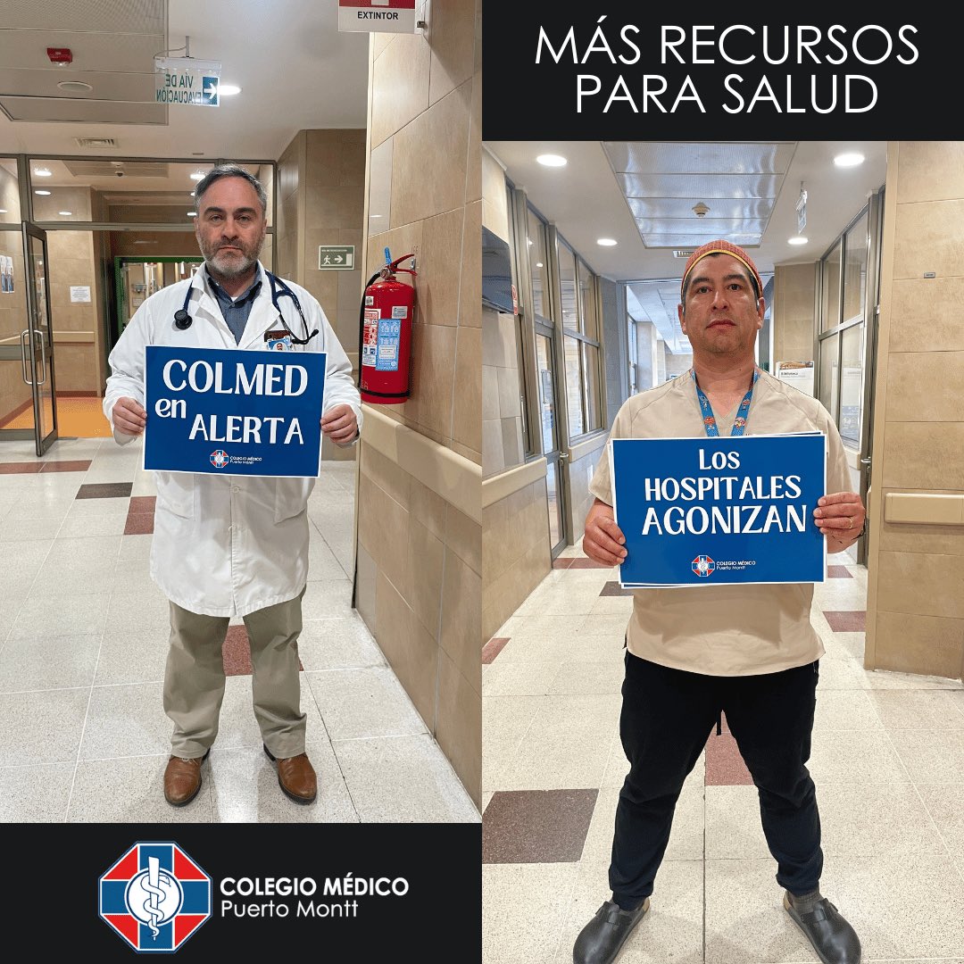 ColmedPtoMontt's tweet photo. #ColmedEnAlerta 🚨
Nuestros médic@s colegiados y colegiadas del Hospital Puerto Montt piden una solución a la grave crisis financiera que afecta a la salud pública. https://t.co/A0IXlka1uE