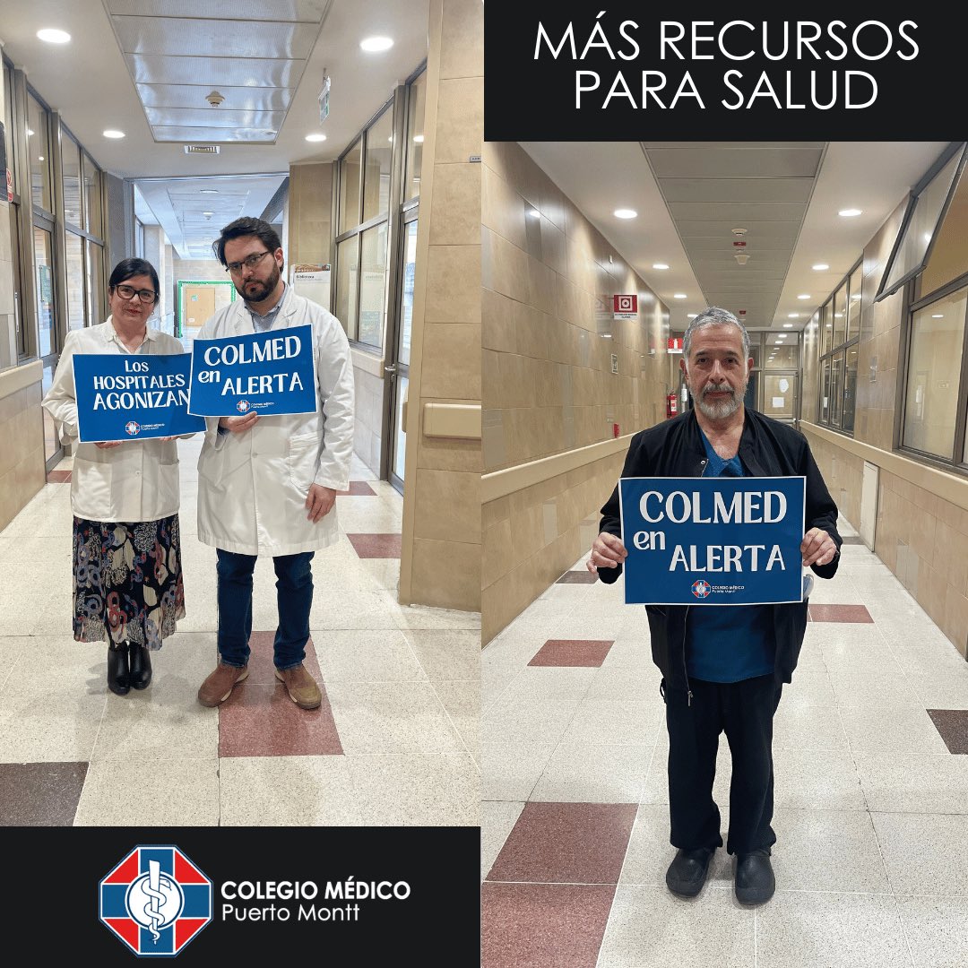 ColmedPtoMontt's tweet photo. #ColmedEnAlerta 🚨
Nuestros médic@s colegiados y colegiadas del Hospital Puerto Montt piden una solución a la grave crisis financiera que afecta a la salud pública. https://t.co/A0IXlka1uE