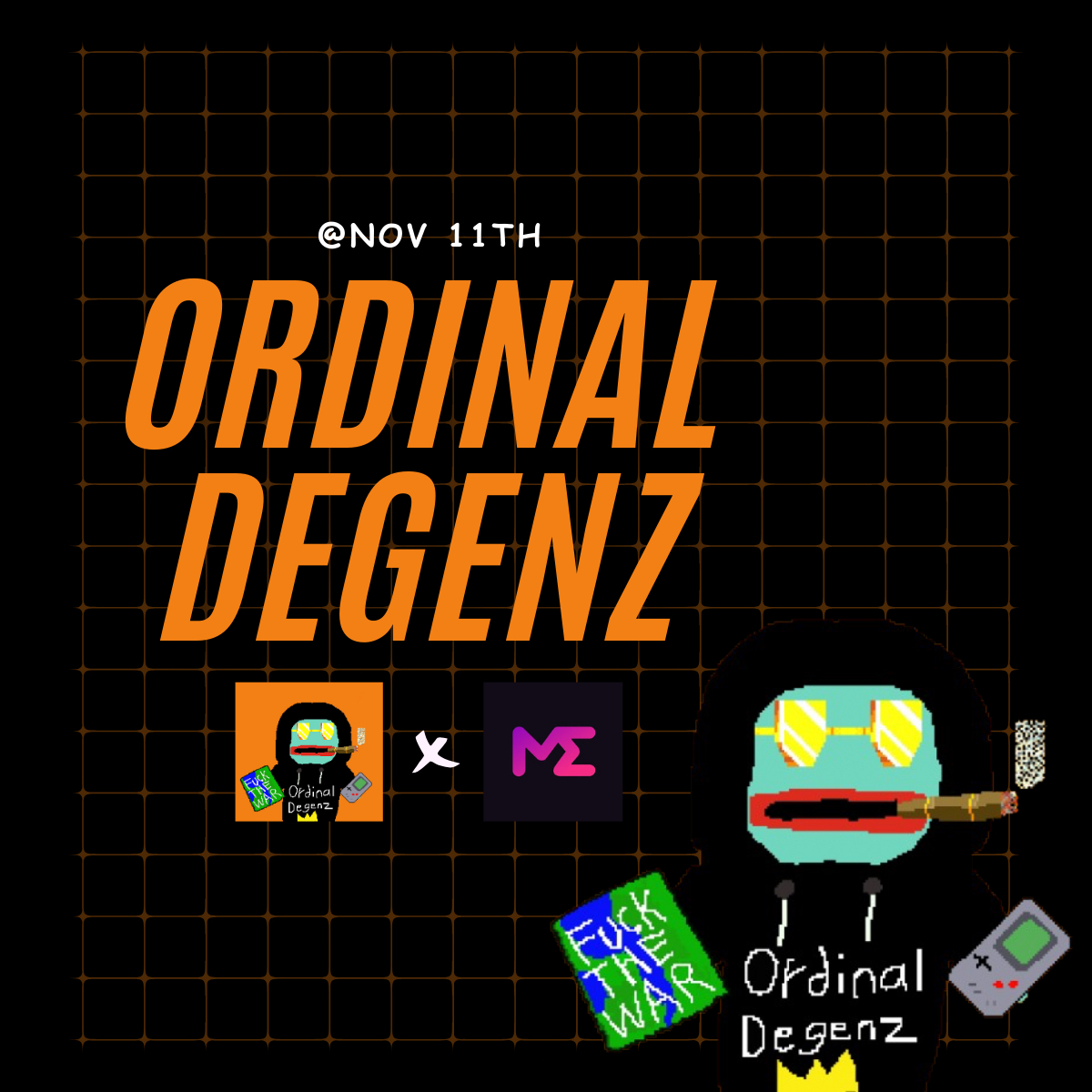 OrdinalDegenz's tweet image. 🔶 Launchpad: @MagicEden
🔶 Supply: 2222
🔶 Date: Nov 11th
🔶 Price: $15

 🌎 GTD Phase starts at 15 UTC
 🌎 WL (FCFS) starts at 16 UTC
 🌎 Public starts at 17 UTC

Whitelist checker will be live soon 🫡