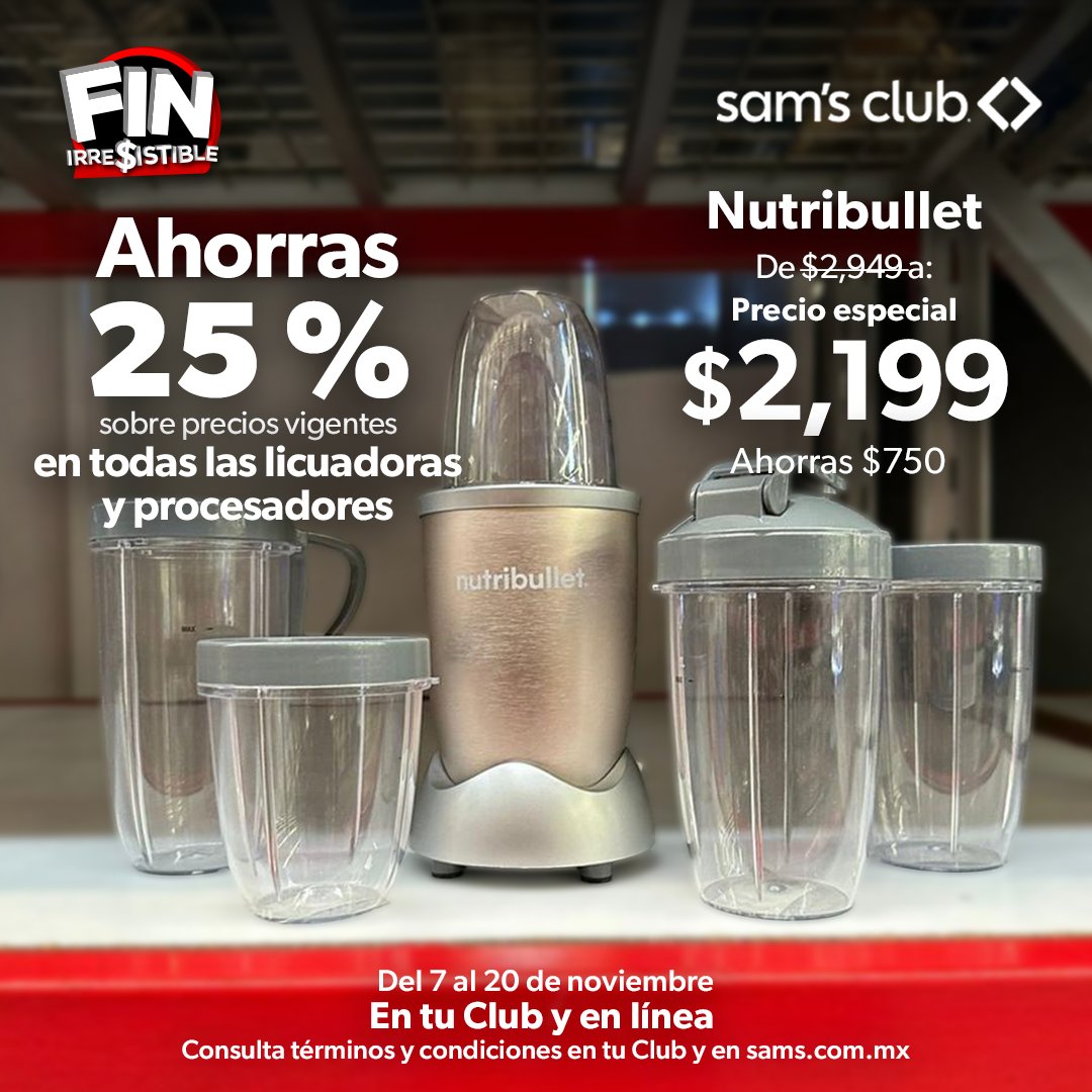 ¡Lo que querías! Estrena licuadoras y procesadores a PRECIOS IRREPETIBLES por tiempo limitado en este #FinIrresistibleSamsClub 👉 bit.ly/AhorraconSams 😎