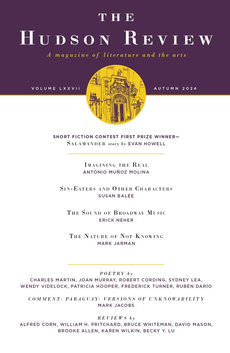 We're excited to announce our autumn issue! Featuring the 1st-prize winner of our fiction contest, Evan Howell; essays by Antonio Muñoz Molina &amp; Hilary Spurling; poetry by Charles Martin &amp; Joan Murray; &amp; more! All essays/fiction free to nonsubscribers. (: hudsonreview.com