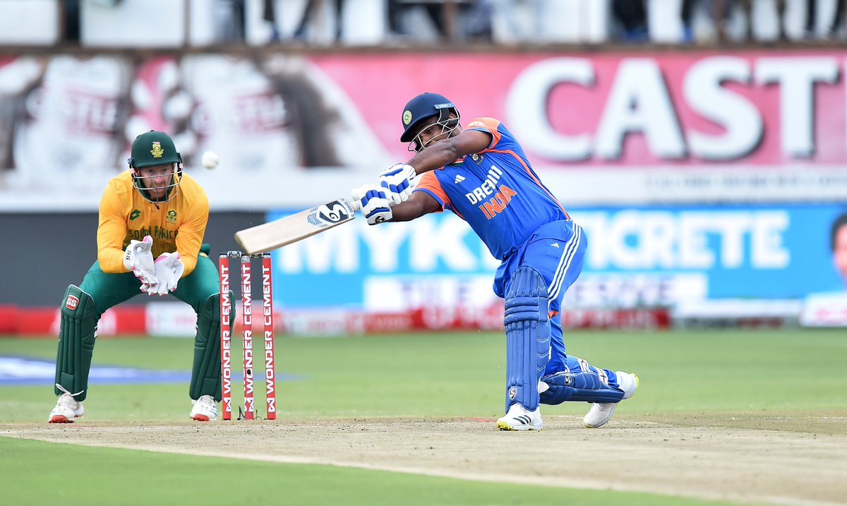 INDvsSA 1st T20I | Sanju Samson becomes the first Indian to score back-to-back centuries in T20 International. India at 175/3 in 15.3 overs against South Africa.

(Pic Source: BCCI)