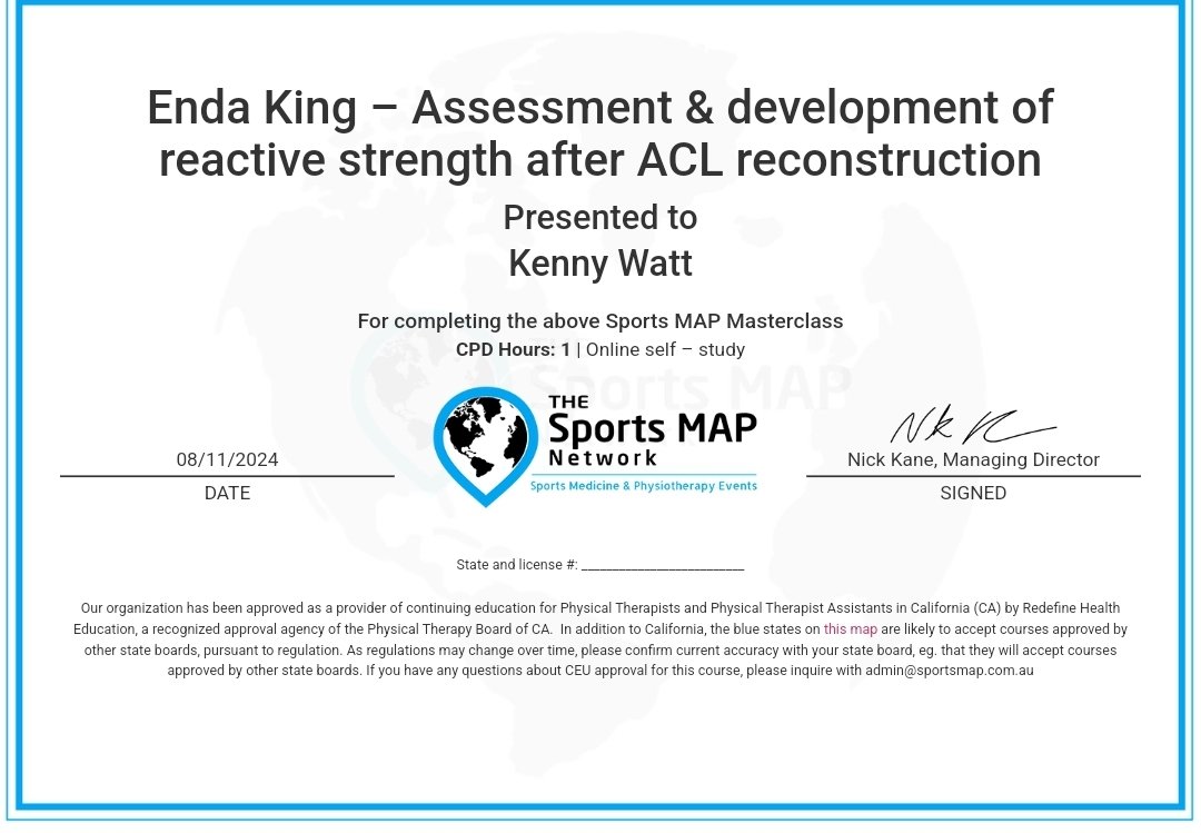 Kenny Watt (@kennywattphysio) on Twitter photo Really great deep dive into both testing and treatment of reactive strength with <a href="/sportsmapnet/">SportsMAP</a> and <a href="/enda_king/">Enda King PhD</a>...great use in lots of lower limb conditions
Accessed thanks to <a href="/physiosinsport/">ACPSEM</a>..utilised <a href="/ProjectPhysio/">project: physio</a> Really great deep dive into both testing and treatment of reactive strength with <a href="/sportsmapnet/">SportsMAP</a> and <a href="/enda_king/">Enda King PhD</a>...great use in lots of lower limb conditions
Accessed thanks to <a href="/physiosinsport/">ACPSEM</a>..utilised <a href="/ProjectPhysio/">project: physio</a>