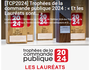 jmjoannes's tweet photo. #Commandepublique #Achatdurable #TCP2024
Trophées de la commande publique 2024 : « Et les Lauréats sont… »
Le jury a délibéré ! Découvrez les 7 lauréats de l’édition 2024 des Trophées de la commande publique.
Un grand merci au jury !
https://t.co/wAwct1ktXB https://t.co/RpVa7witJO