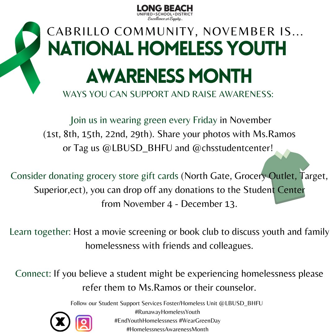Wear green to show your support during #HomelessnessAwarenessMonth