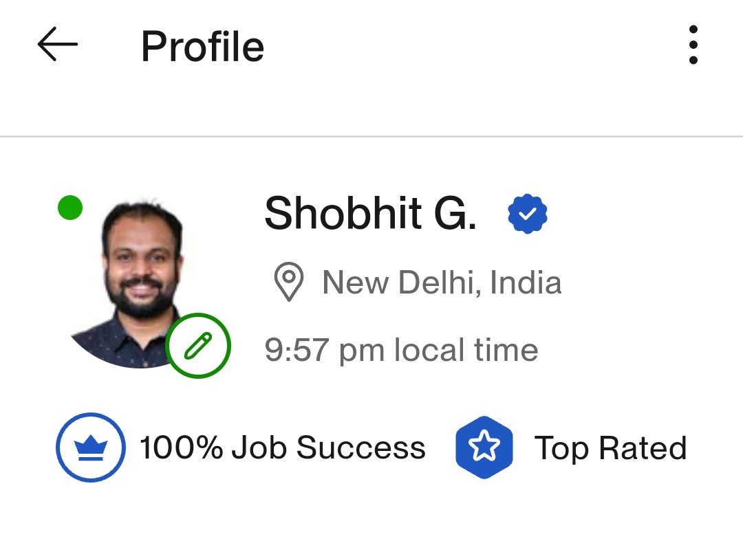 shobhitgupta06's tweet image. Finally Top Rated on @Upwork with 100% Job success 
.
This is 4 months of hardwork 🎆🎉🪔💥
.
#AIDeveloper #EnterpriseChat